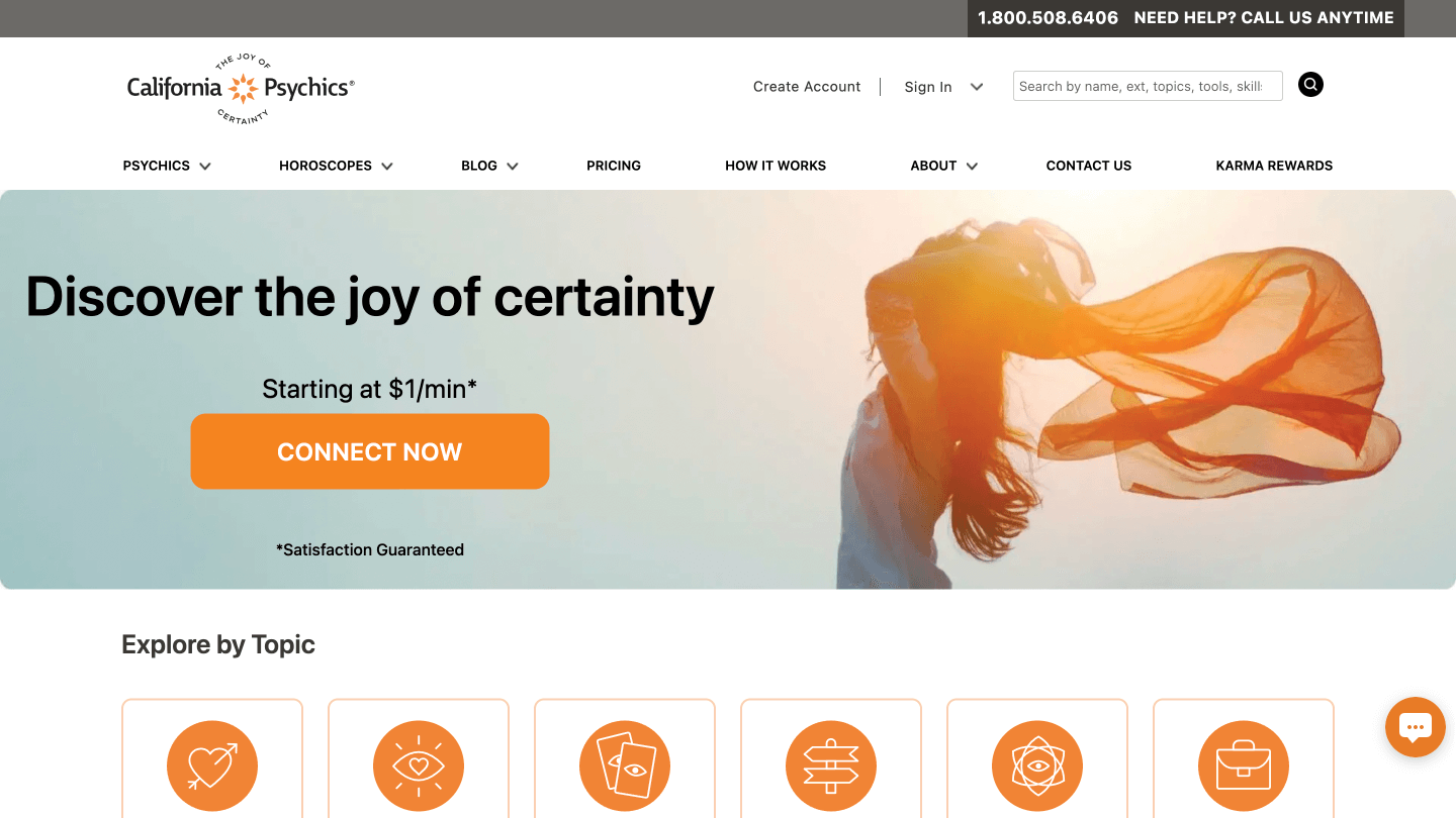 California Psychics website